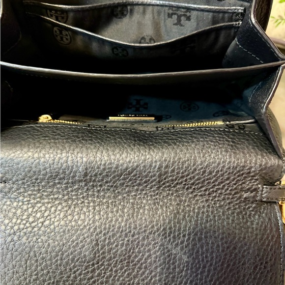 Tory Burch Britten Combo Crossbody Bag - Black Pebbled Leather - Gold Hardware - Picture 9 of 11